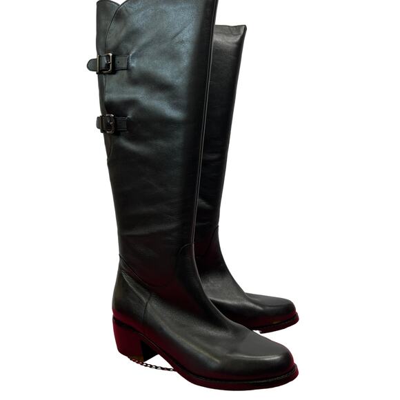 VANELi Womens Knee High Black Boots Venera Riding Style Size 9W New Buckles - Picture 1 of 8